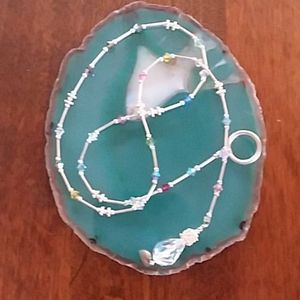 Sterling Silver Lariat Swavorski Necklace